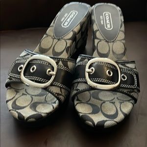 Coach Shoes: Coach Black Gretta Wedge Sandal Sz 10